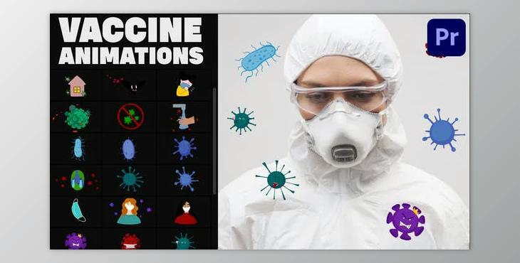 Corona Virus And Vaccine Cartoon Icons for Premiere Pro (Videohive 36109530)