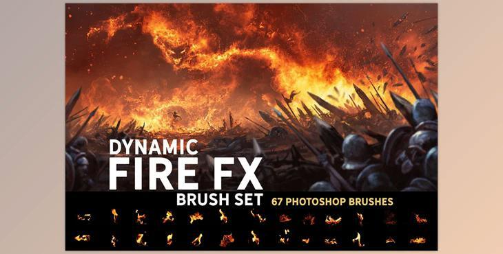 Dynamic Fire FX Brush Set CreativeMarket-5273461 (PSD, ABR)