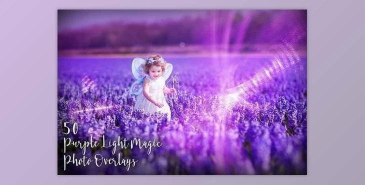 50 Purple Light Magic Photo Overlays (JPG)