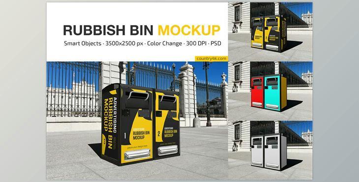 Advertising Rubbish Bin Mockup Set CreativeMarket - 7221190