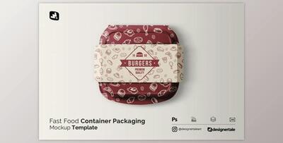 Fast Food Container Packaging Mockup By Designertale (PSD)