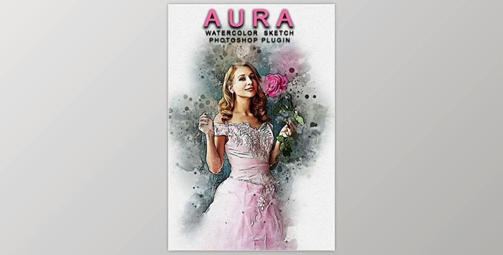 Aura Watercolor Sketch Photoshop Plugin GR-29472010 (PAT , ABR , ZXP)