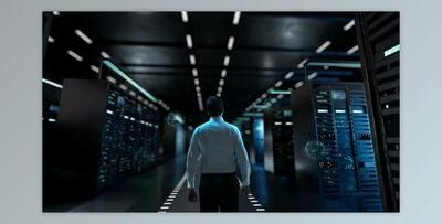 Distance Learning IT Administrator Activating Modern Data Center Server with Hologram (Videohive 47612396)