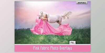 Pink Flying Fabric Photo Overlays By MixPixBox (PNG)