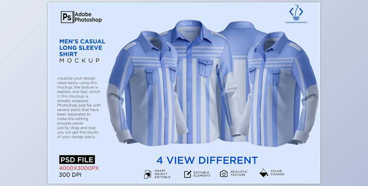 Casual Long Sleeve Shirt Mockup CreativeMarket - 7311087