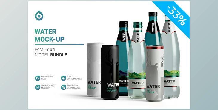 Water Bottles & Can Mockup CreativeMarket - 5789796