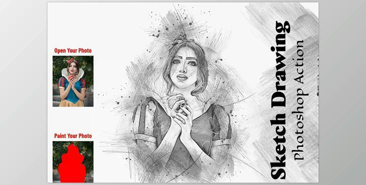 Sketch Drawing Photoshop Action - 6884741