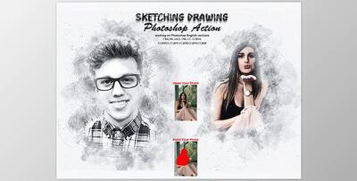 Sketching Drawing Photoshop Action CreativeMarket-5737073 (ATN, PAT, ABR)