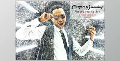 Crayon Drawing Photoshop Action CreativeMarket - 6955958