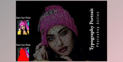 Typography Portrait Photoshop Action CreativeMarket - 6790314