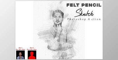 Felt Pencil Sketch Photoshop Action CreativeMarket - 10180326