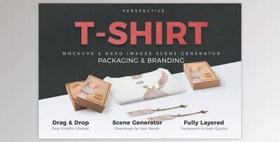 T-shirt Packages Perspective View (PSD, PDF)