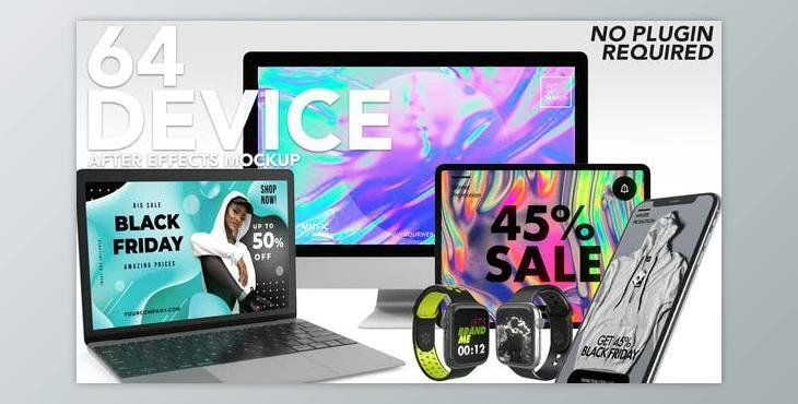 64 Realistic App Promo Device Mockup Set (Videohive 25375219) - AE Project