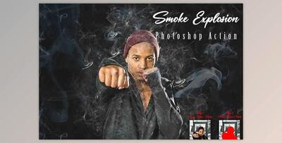 Smoke Explosion Photoshop Action Creativemarket - 10987304