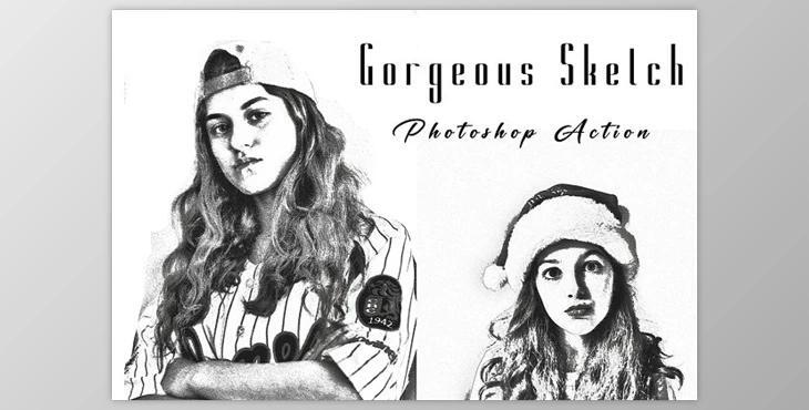 Gorgeous Sketch Photoshop Action CreativeMarket - 10316845