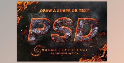Magma Text Effect Photoshop Action (ATN, ABR, PAT, PDF)