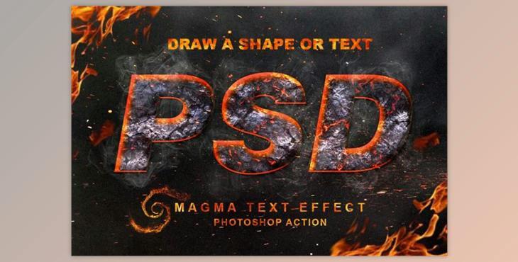 Magma Text Effect Photoshop Action (ATN, ABR, PAT, PDF)