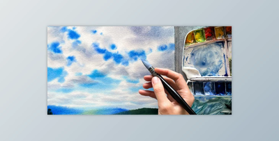 All About Painting Blue Skies and White Clouds with Watercolors