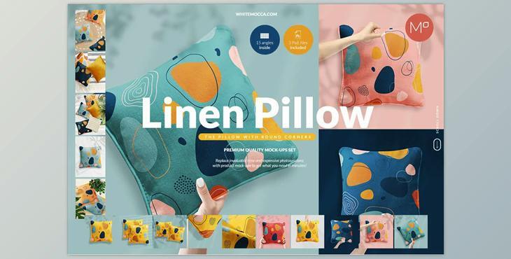 Linen Pillow 15x Mock ups Set CreativeMarket-5352824