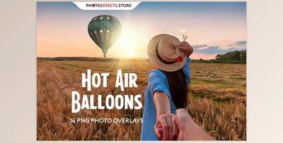 16 Hot Air Balloons Photo Overlays CreativeMarket 6564329
