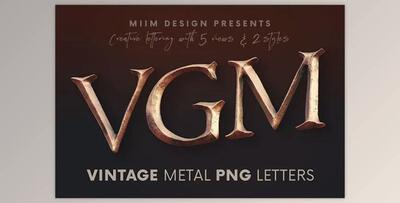 Vintage Metallic – 3D Lettering Creativemarket - 6117534