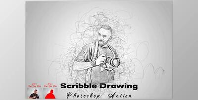 Scribble Drawing Photoshop Action CreativeMarket - 7485480