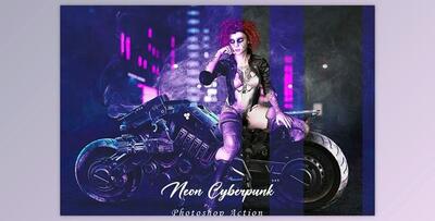 Neon Cyberpunk Photoshop Action CreativeMarket - 10912740