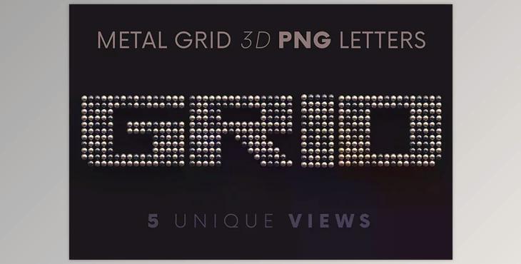 Metallic Grid – 3D Lettering