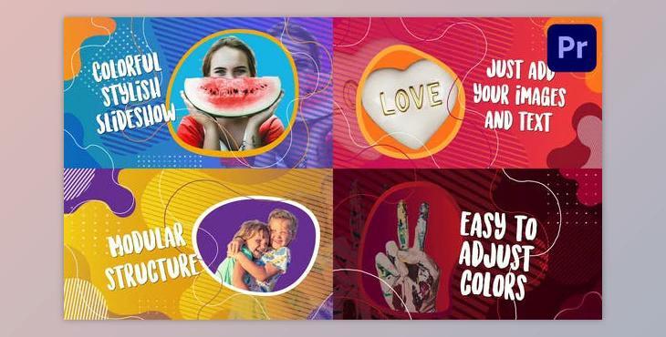 Colorful Stylish Slideshow - Premiere Pro MOGRT (Videohive 33307397)