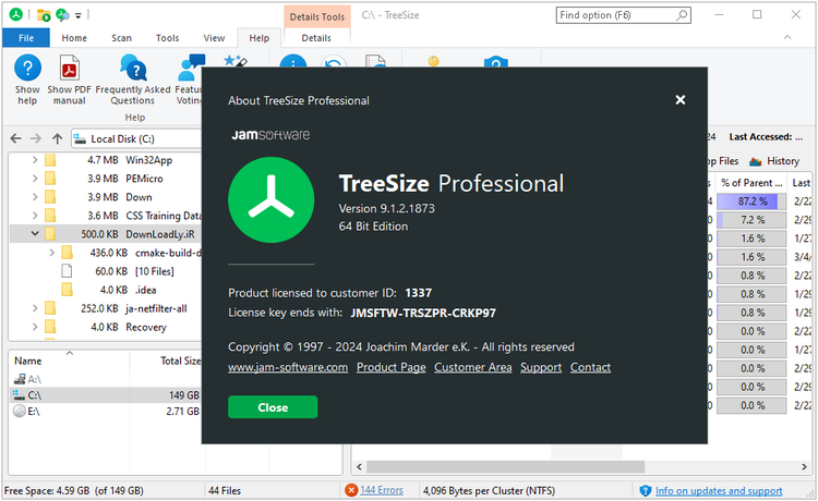TreeSize Professional 9.5.1.2105 x64 + Portable