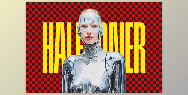 Checkered Halftone Photo Effect - 280949416