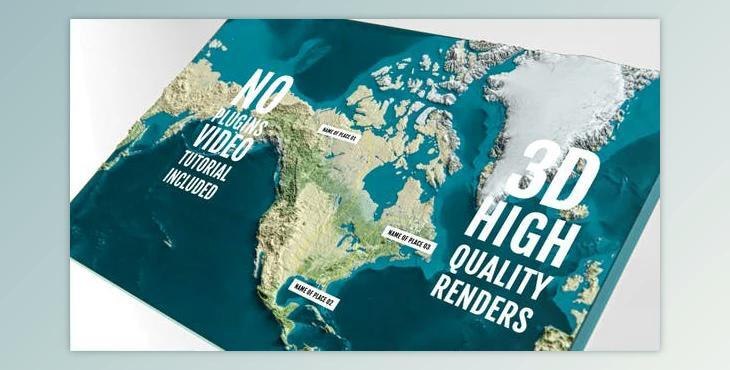 3D Physical Map – North America (Videohive 44525334) - AE Project