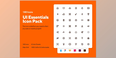 UI Essentials 180 Icon Pack