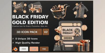 Black Friday Gold Edition 3D Illustration Pack V2 FGQN5HA