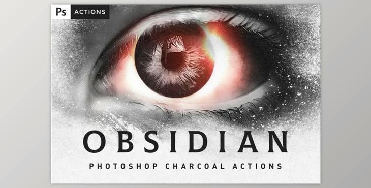 OBSIDIAN Charcoal Photoshop Actions (JPG, ATN, PDF)