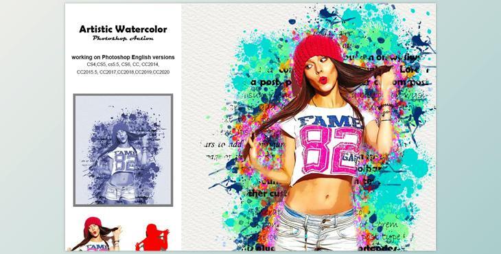 Artistic Watercolor Photoshop Action CreativeMarket-5236288