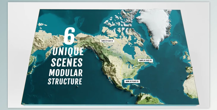 3D Physical Map – North America (Videohive 44525334) - AE Project
