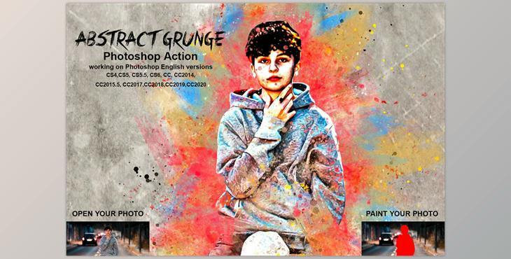Abstract Grunge Art Photoshop Action CreativeMarket-5490581 (ABR, ATN, PDF, PAT)