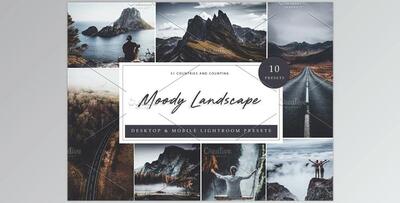 10 x Lightroom Moody Landscape CreativeMarket-5962629 (XMP, DNG, LRTEMPLATE)
