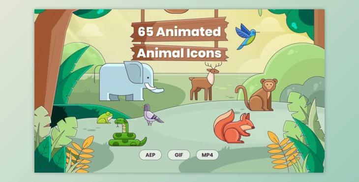 65 Animated Animal Icons (Videohive 28478278)