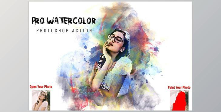Pro Watercolor Effect PS Action CreativeMarket - 7103660