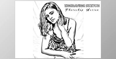 Engraving Sketch Photoshop Action CreativeMarket - 7492971