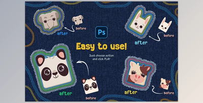 Embroidery Sticker Photoshop Action - 92526074