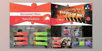 Restaurant Menu and Elements for DaVinci Resolve (Videohive 47595502)