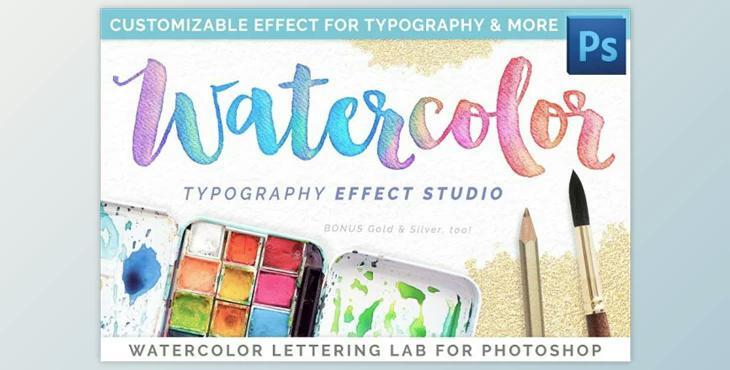 Watercolor Lettering Studio Pro (JPG, PSD, ATN)