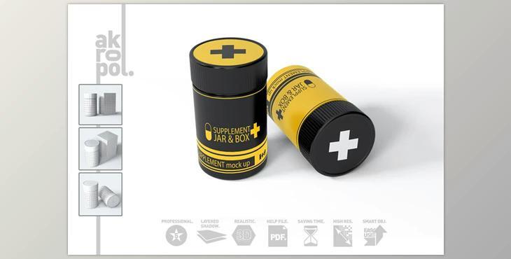 Supplement Jar & Box Mock-Up CreativeMarket-3949505