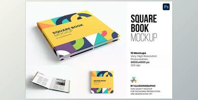 Square Book Mockup - 12 views - 6613174