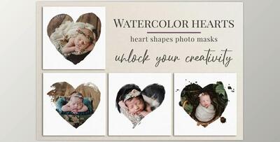 Watercolor hearts photo masks CreativeMarket-5804185 (PNG, JPG)