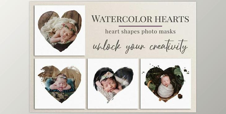 Watercolor hearts photo masks CreativeMarket-5804185 (PNG, JPG)