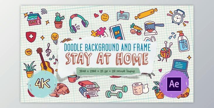 Doodle Background and Frame Stay At Home (Videohive 27871985)